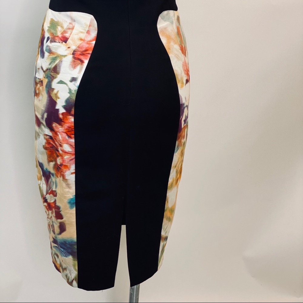Black Halo Black Floral-Panel Midi Dress - Picture 7 of 8